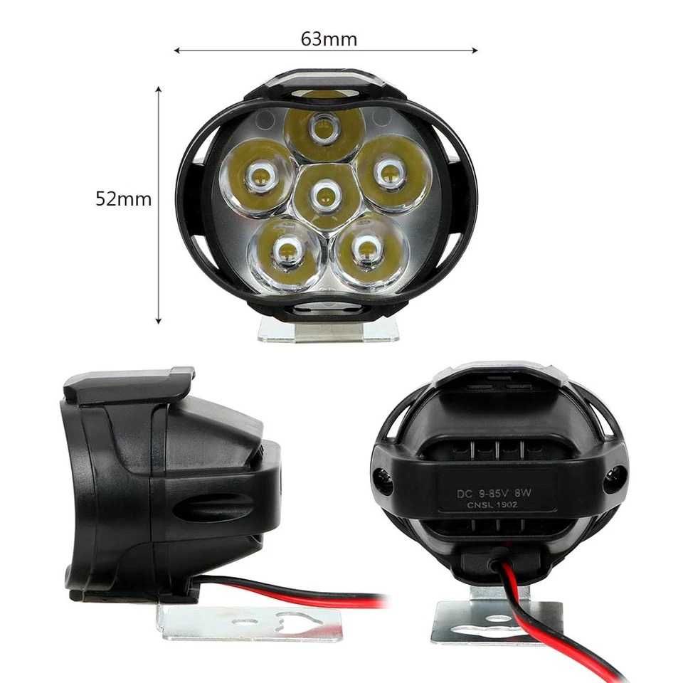 Par de faróis auxiliares 6 LED interruptor cafe racer