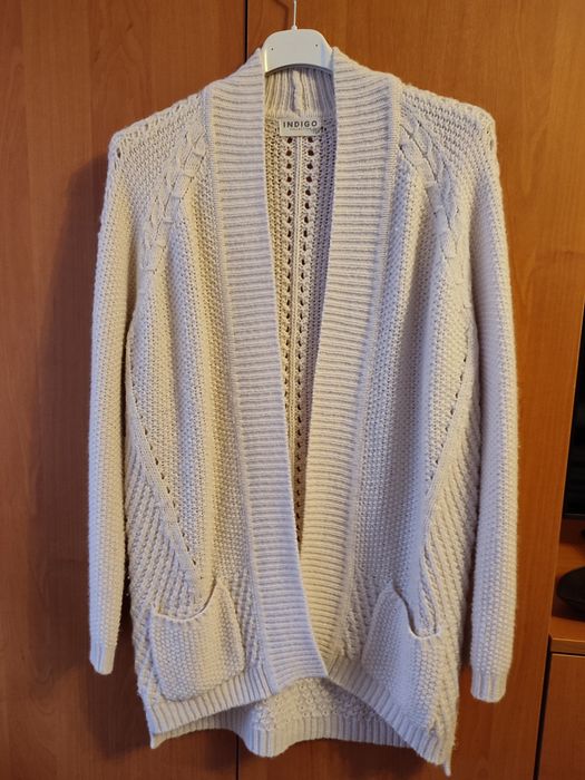 Kardigan ecru z wełną