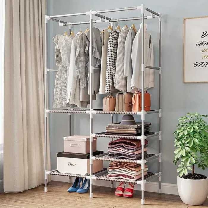 *WYPRZEDAŻ* STOJAK PODWÓJNY WIESZAK metalowy półka na ubrania buty