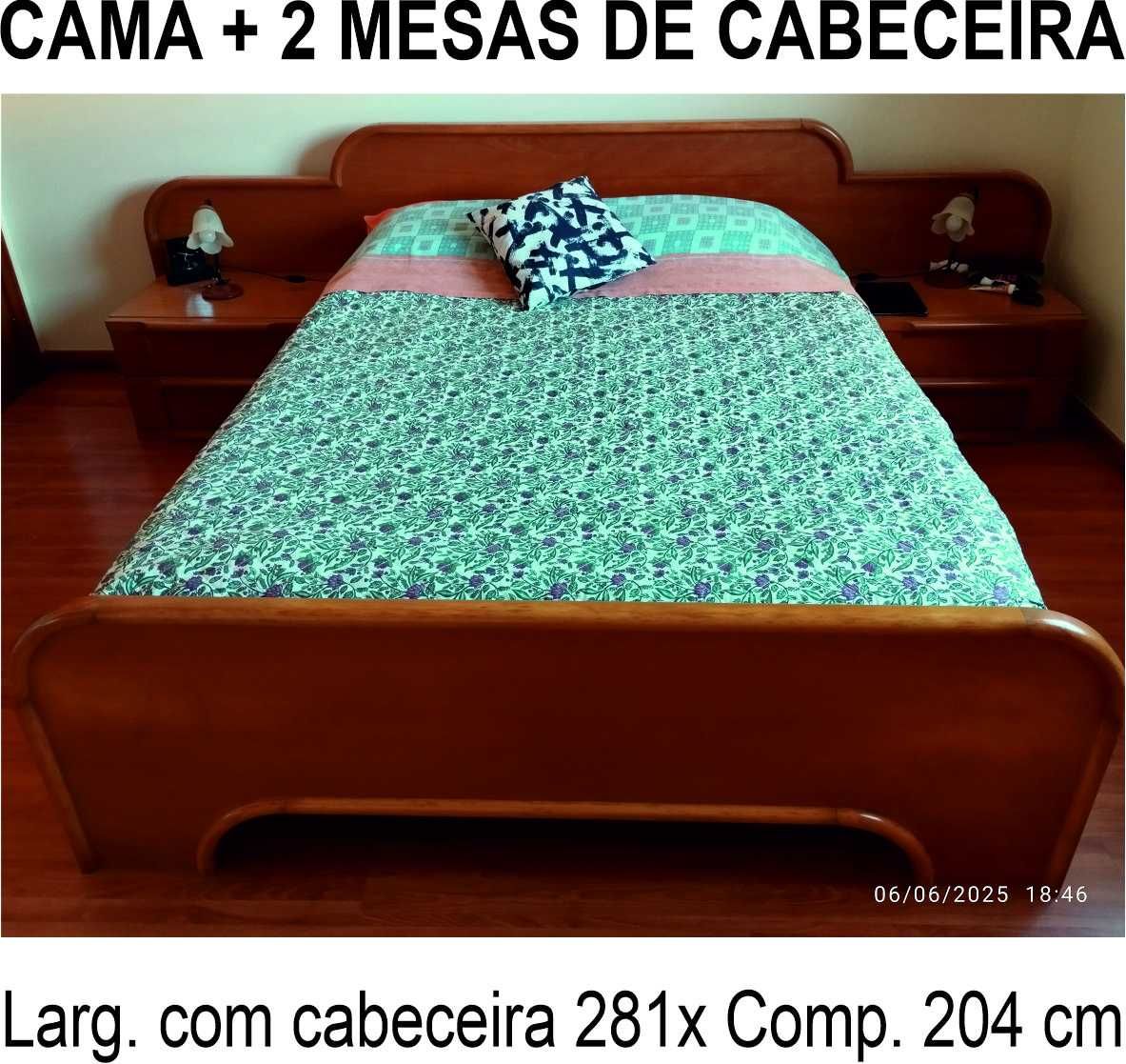 Cama de casal + mesas de cabeceira e 2 cómodas