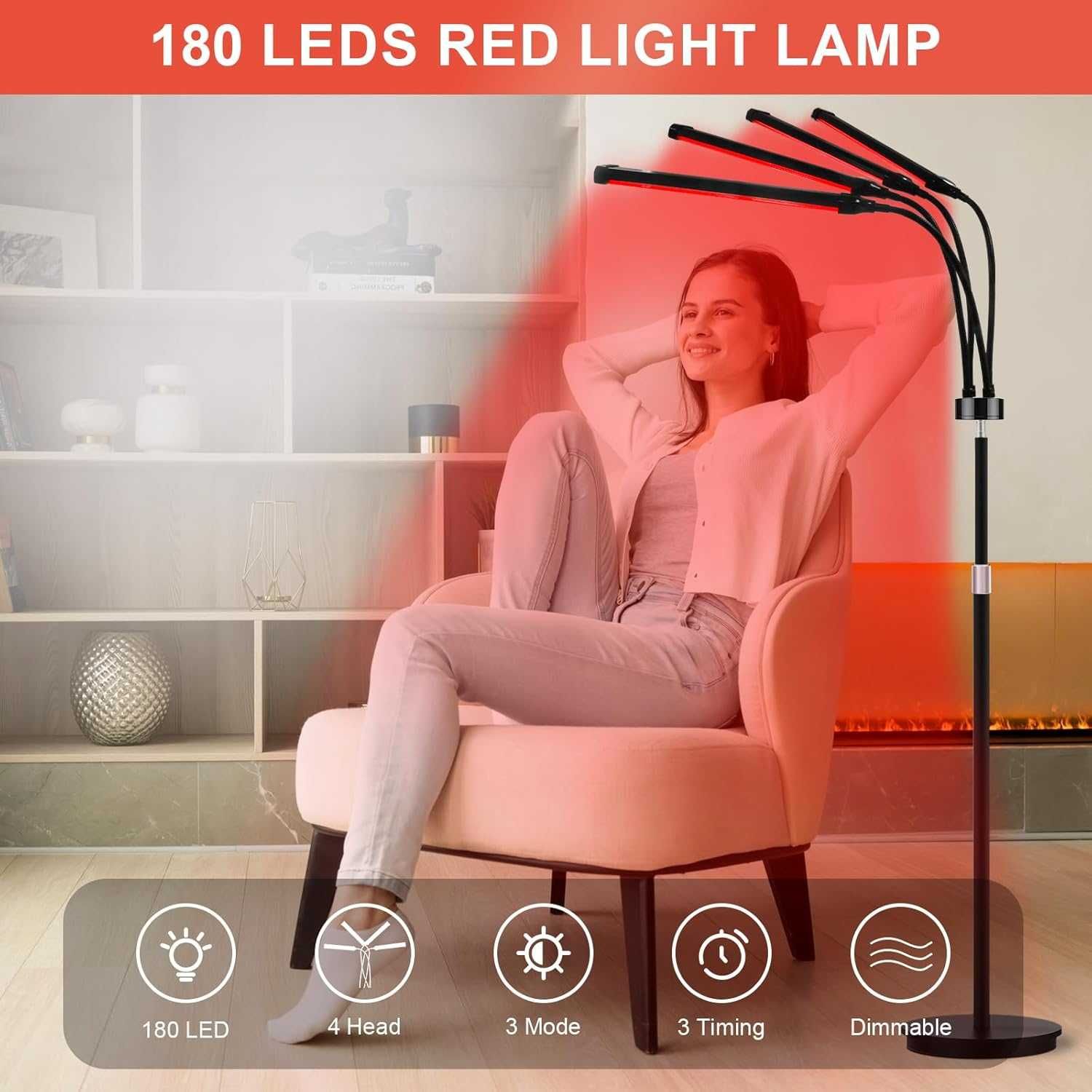 Lampa Terapeutyczna LED z Czerwonym Światłem 660nm 180 diod LED 4