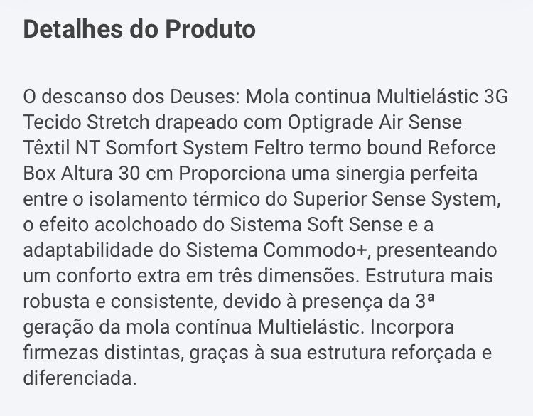 Colchão Molaflex 195x90 Superior Sense, como  NOVO