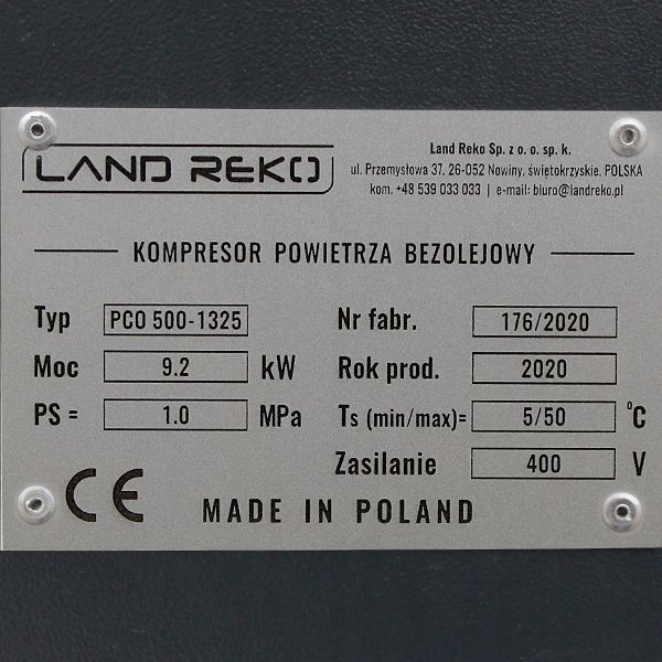 Kompresor bezolejowy Land Reko PCO 500L 1325l/min