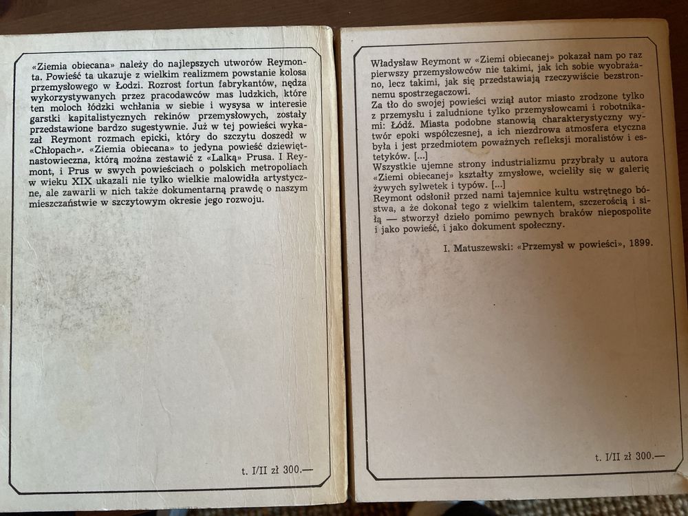 Ziemia obiecana Reymont 1 i 2 tom