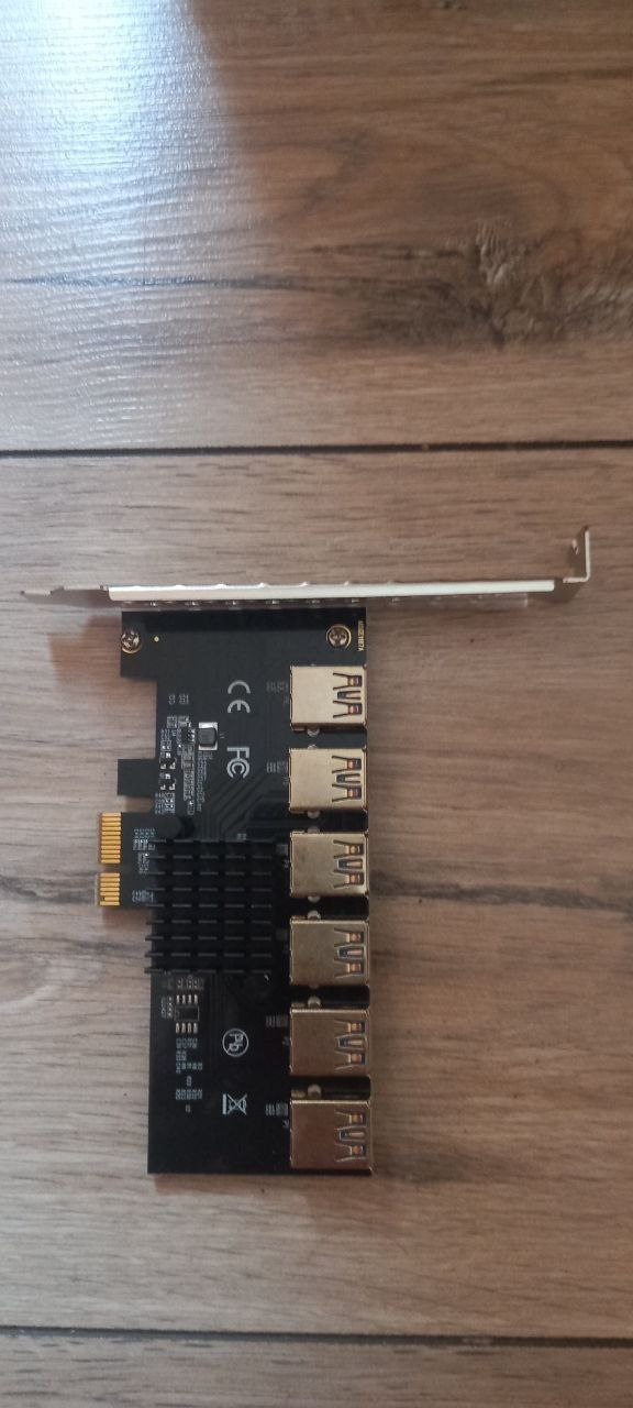 Плата расширения PCI-E 1х на 6 х USB , разветвитель, расширитель.