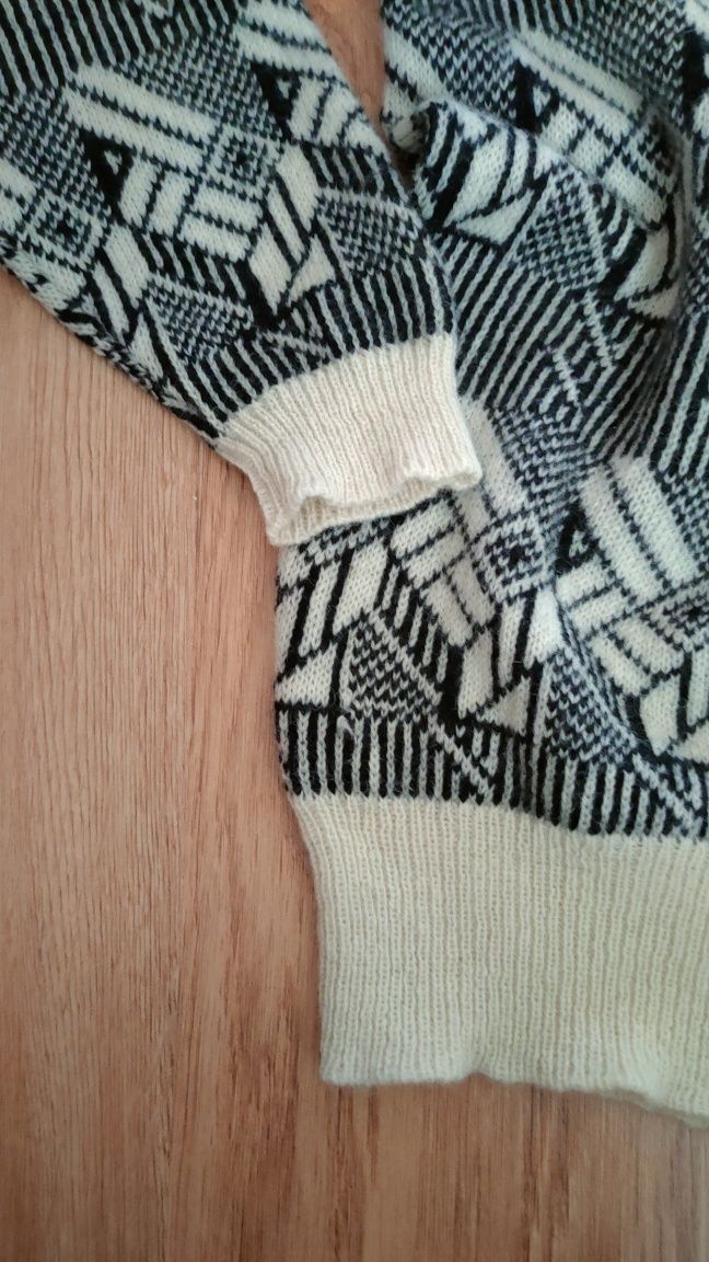 Wyprzedaż Sweter damski S oversize 100% wełna H&M Super stan Retro