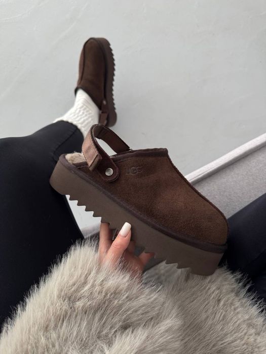 БЕЗ ПЕРЕДОПЛАТ‼️ Зимові Ugg lanah clog PLATFORM CHOCOLATE  коричневі