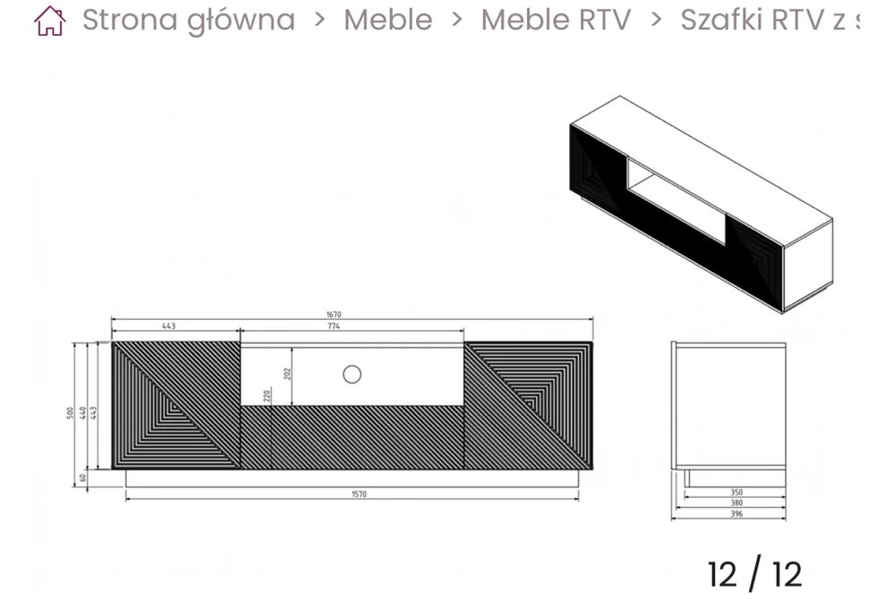 Komoda szafka rtv biala bogart
