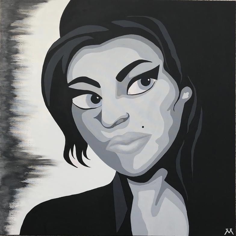 Quadro pintura “Back to Black” - Amy Winehouse | 100x100 cm