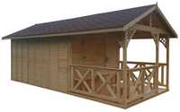 Domek drewniany letniskowy mały taras altana ogrodowa 600x300 cm 6x3 m