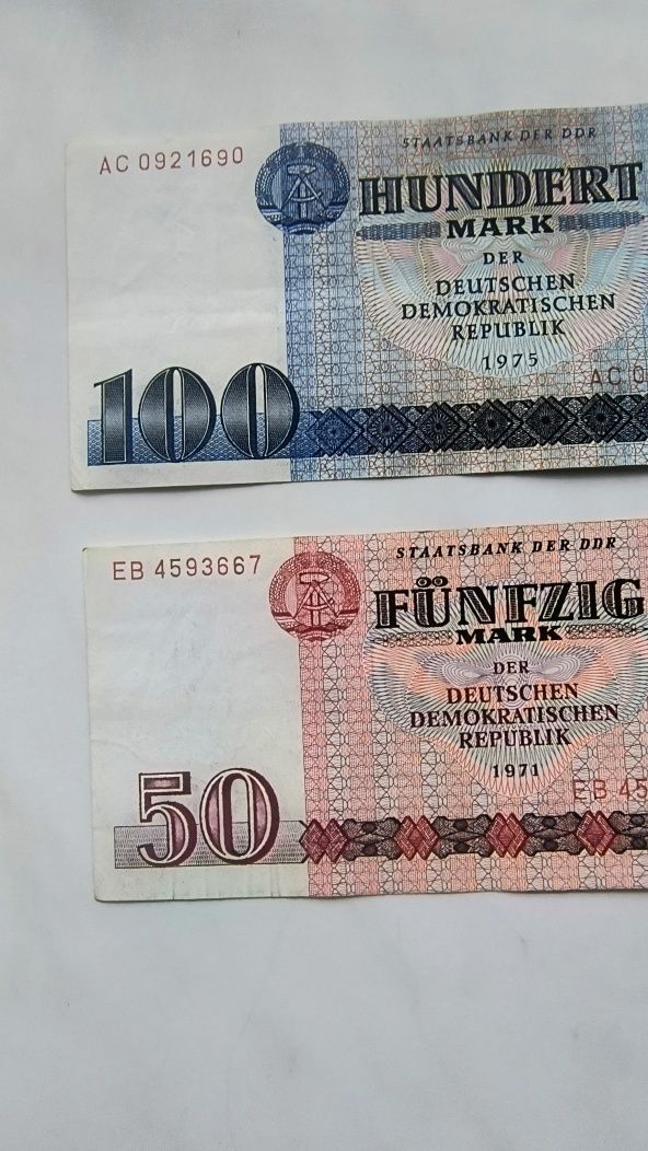 Banknoty DDR nominał 50 i 100 marek