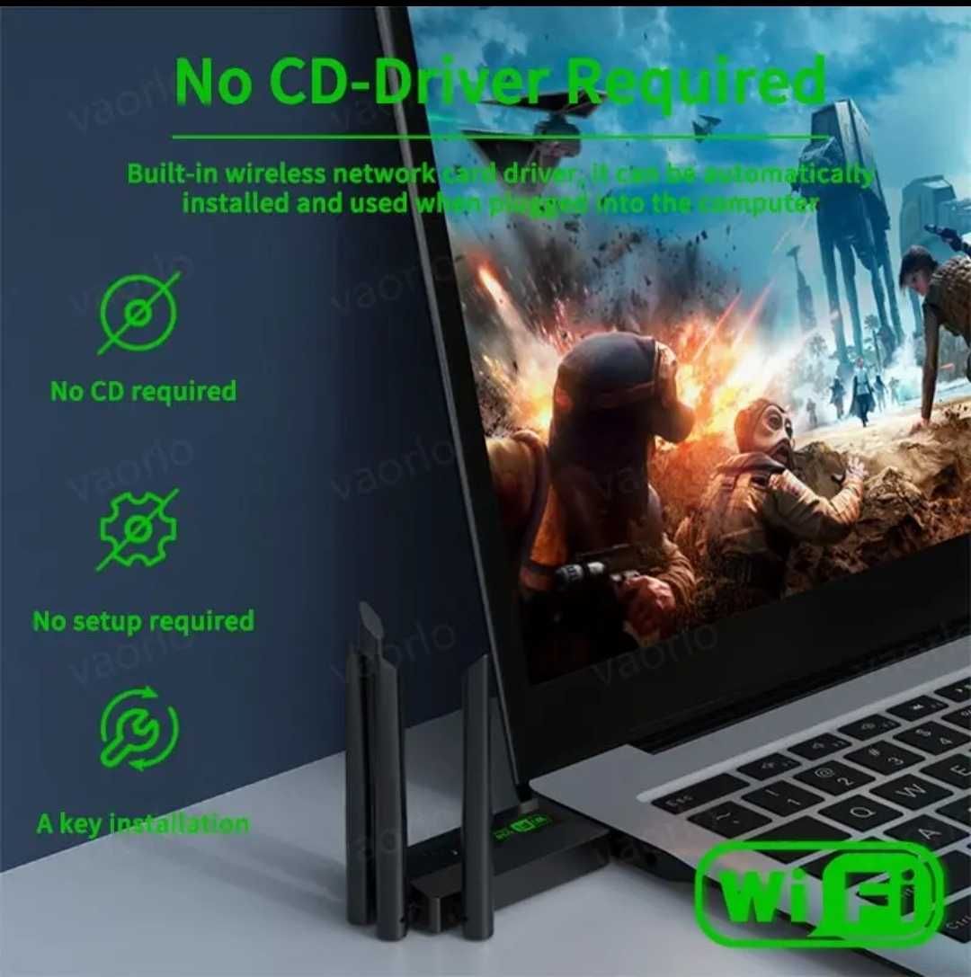 USB-адаптер вайфай двухдиапазонный, 1200 Мбит/с, 802.11AC USB3.0