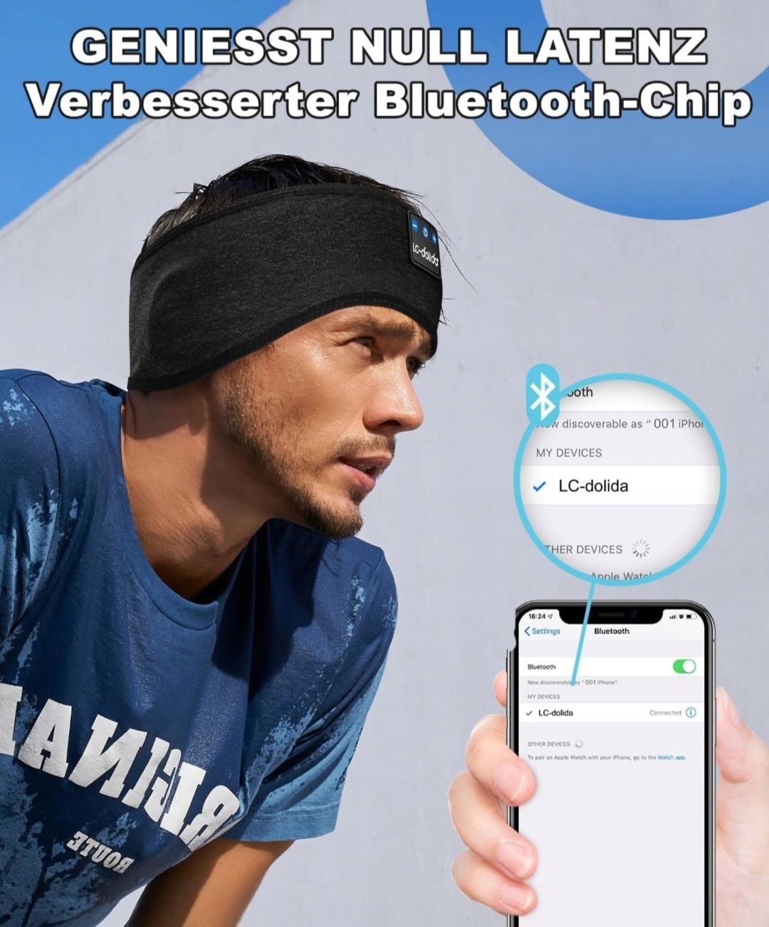 Opaska ze Słuchawkami Bezprzewodowymi do Biegania spania  Bluetooth
