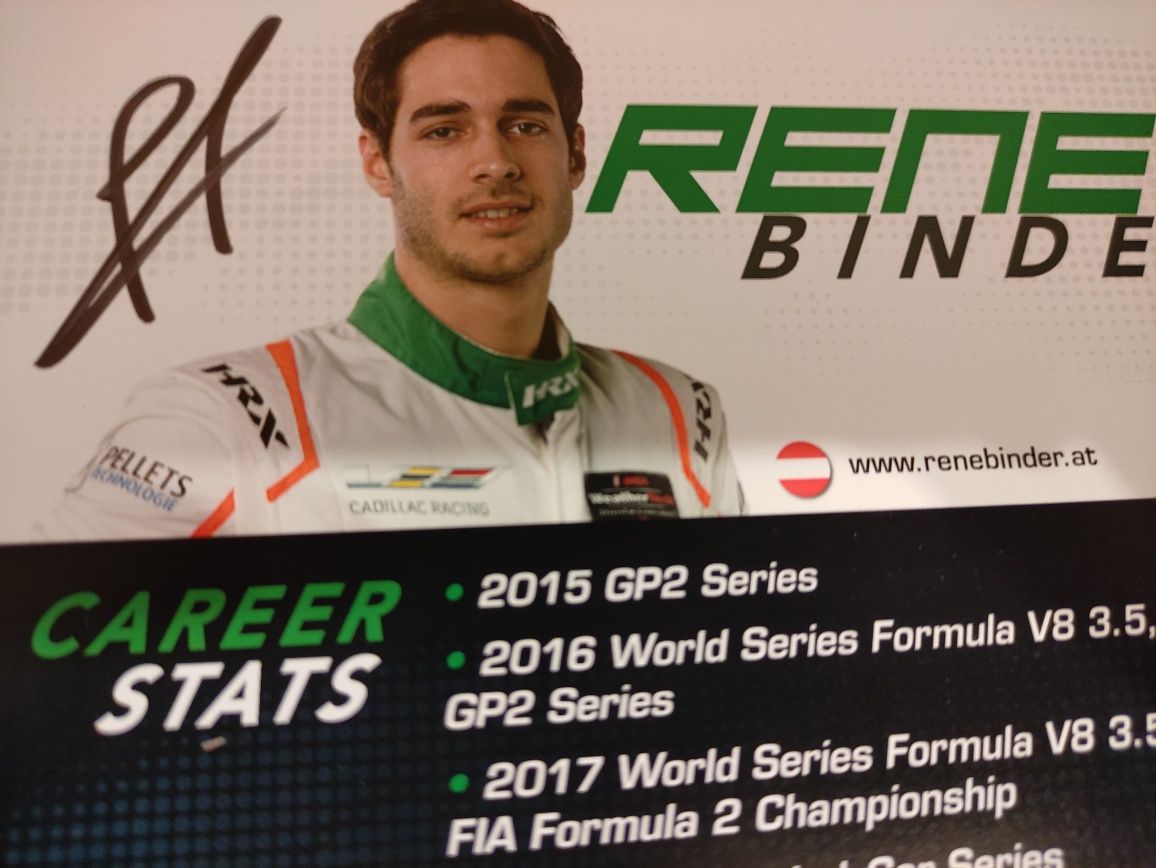 Autograf - René Rene Binder (F3) Formula Three GP2 Master Formuła Trzy