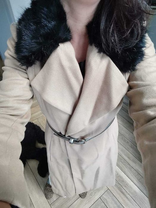 French Connection płaszcz wełna owcza i cashmere XS s m