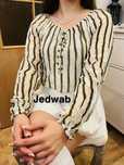 Bluzka koszulowa jedwabna silk jedwab 30% w paseczki biała wiskoza s m