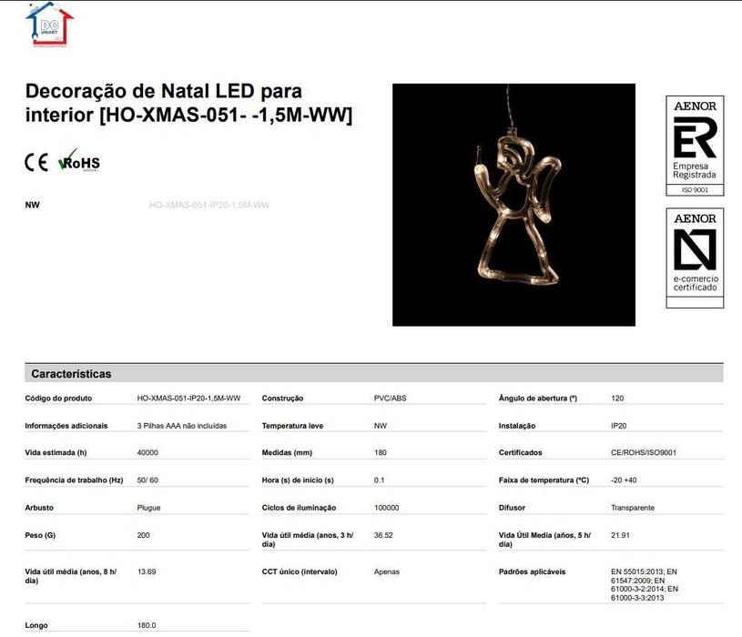 Decoração de Natal Anjo LED para interior