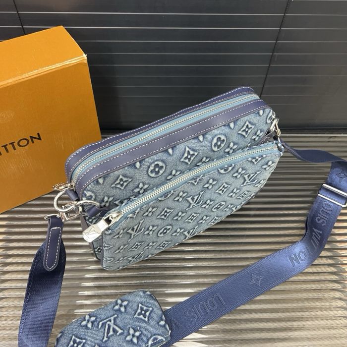 Louis Vuitton 3v1 3в1 мессенджер сумка мужская джинсовая синяя
