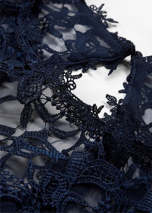 B.P.C długa sukienka granatowa wieczorowa z koronką 44.