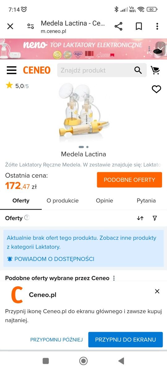 Medela lactina laktator podwójny