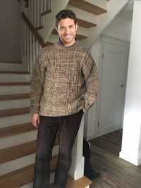 Sweter 100% wełniany nowy XL ręcznie robiony hand made