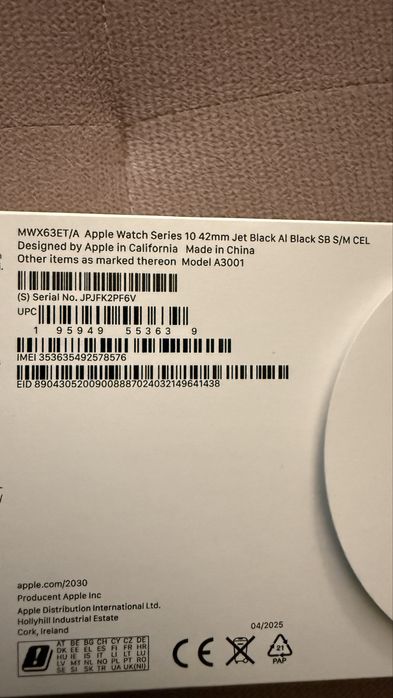 Apple Watch 10 - 42mm Jet Black (onyks) GPS + Cellular LTE - pasek S/M