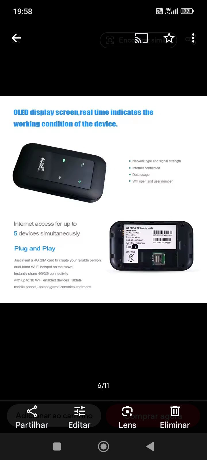 Router Hotspot 4G/5G (desbloqueado)