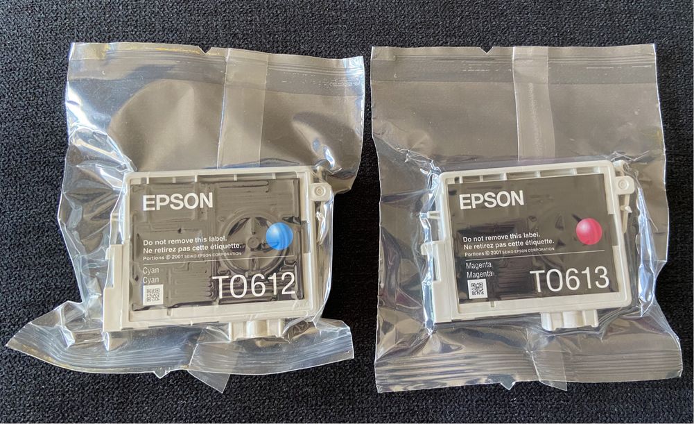 2 tinteiros originais EPSON T0613 magenta+cyan
