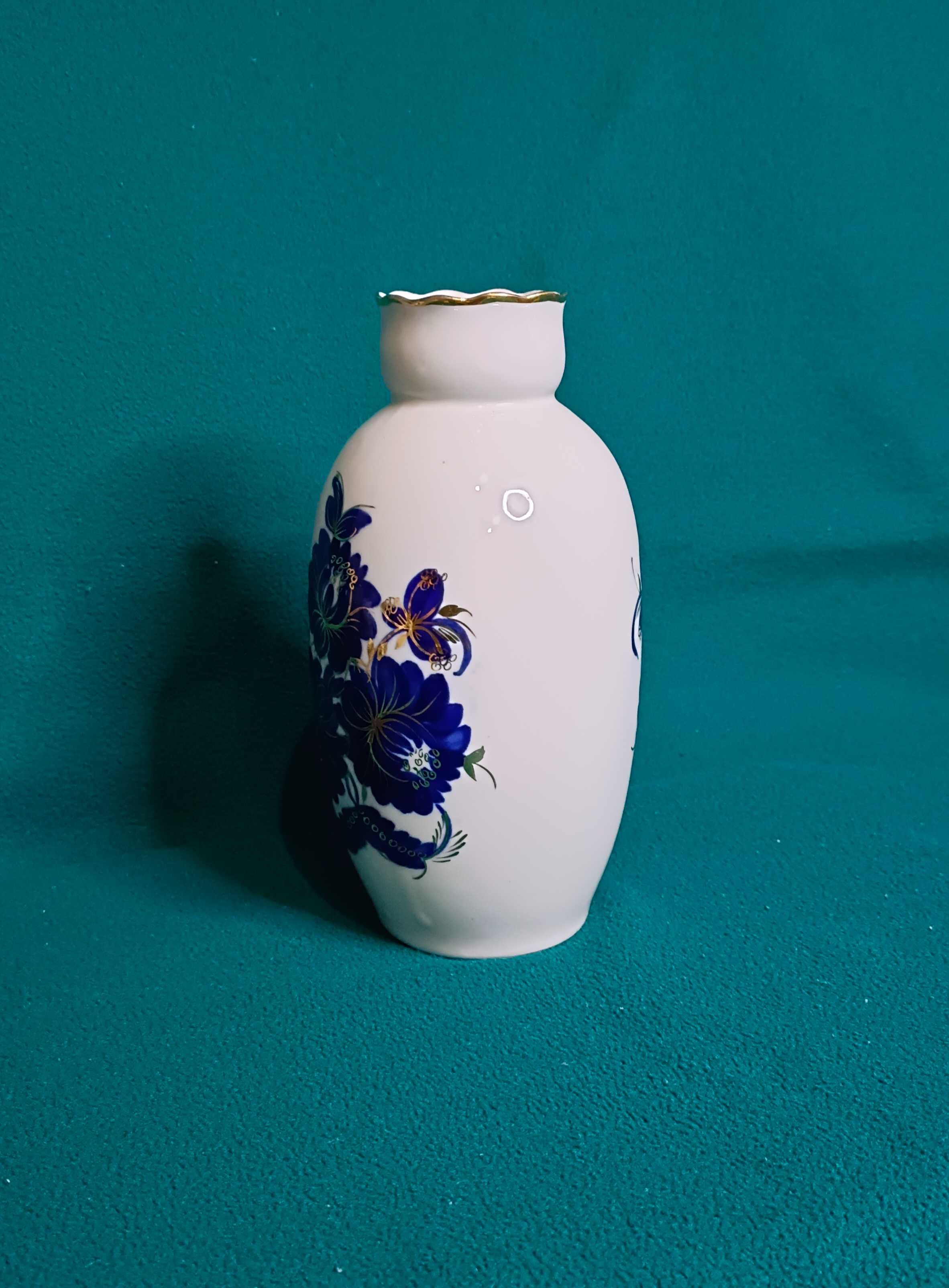 Wazon porcelanowy, kobaltowe kwiaty, Płonne
