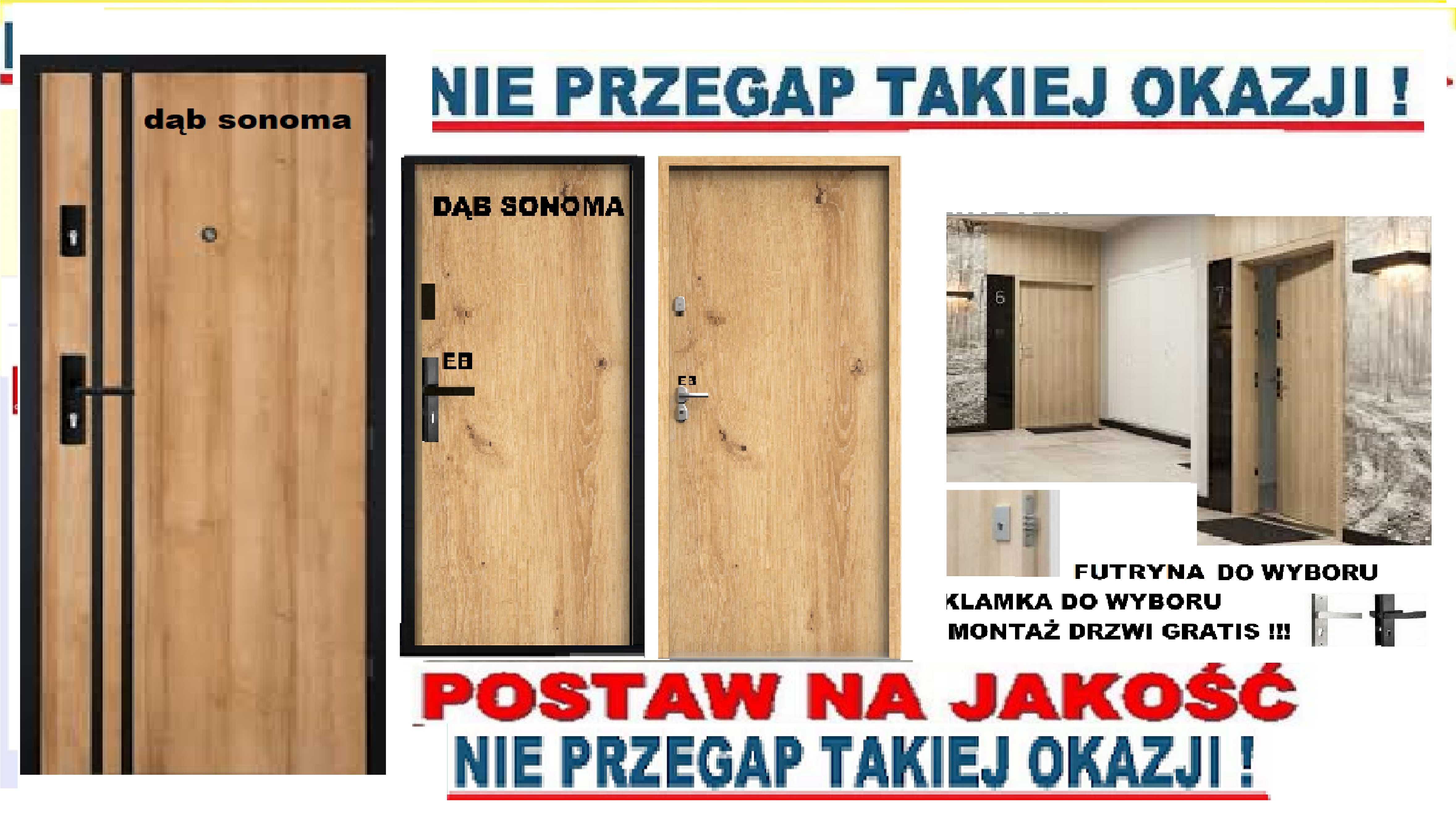Drzwi z montażem w zestawie ZEWNĘTRZNE wejściowe akustyczne