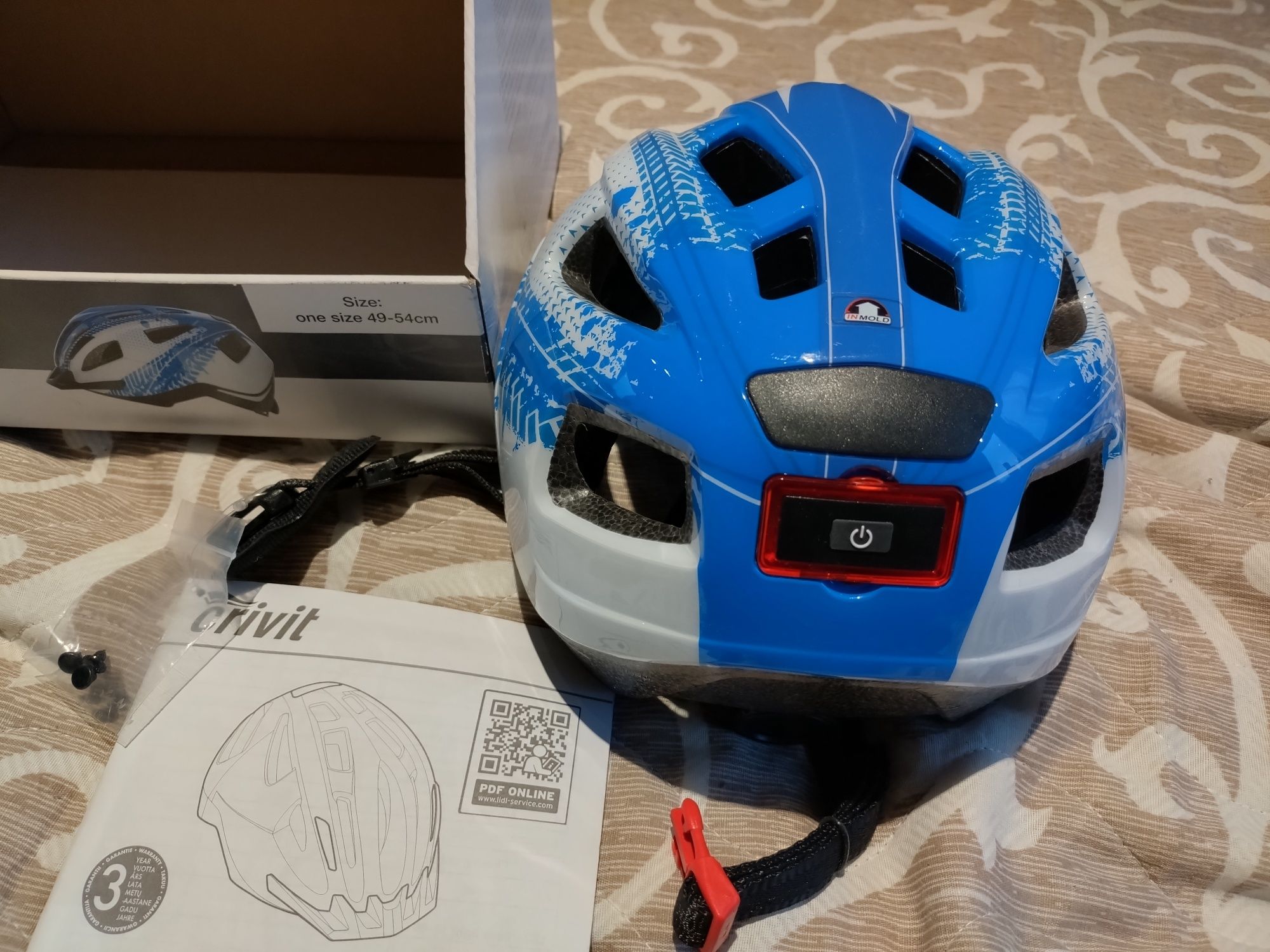 Nowy Kask rowerowy z LED, lekki, 49-54