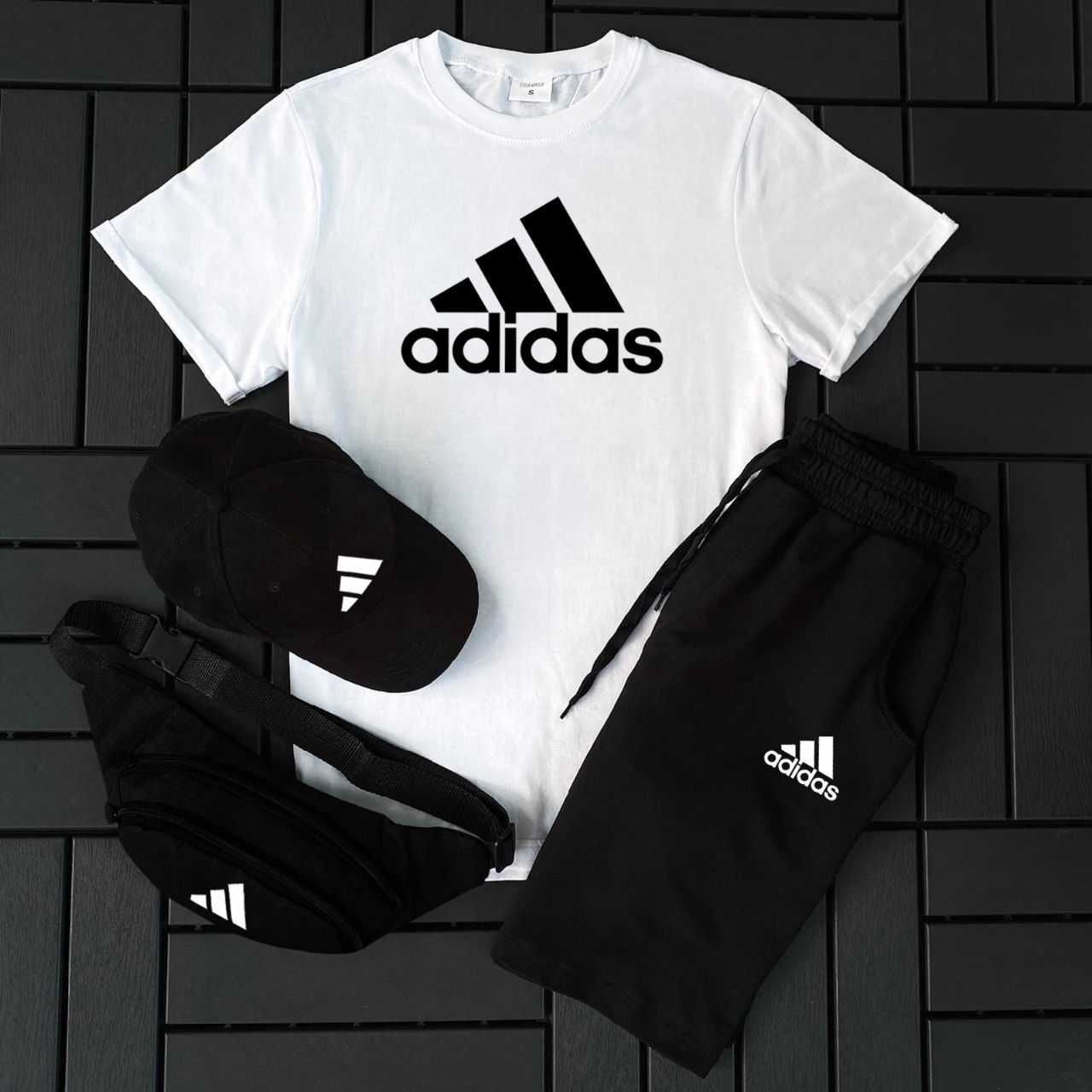 Футболка + шорти Adidas комплекти на літо кепка бананка Адідас костюм