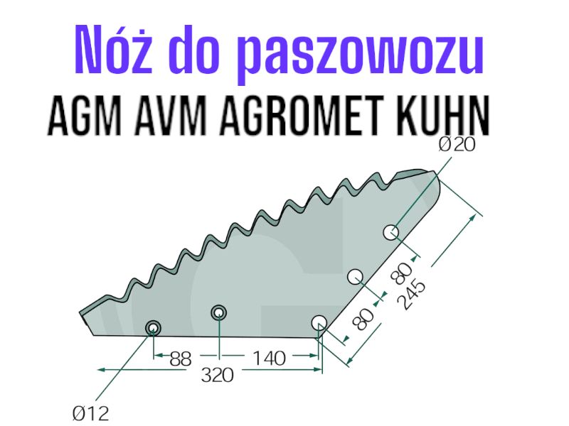 AVM Nóż do paszowozu AGM, KUHN Nowe Niemieckie noże GRANIT FV