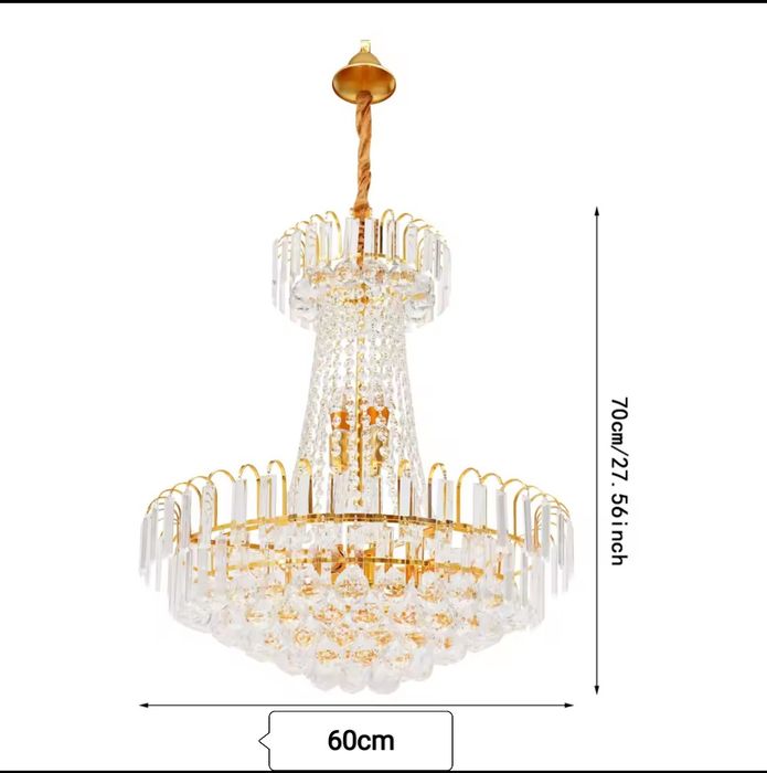 EKSKLUZYWNY żyrandol kryształowy 60x70cm NOWA lampa sufitowa 7 świateł