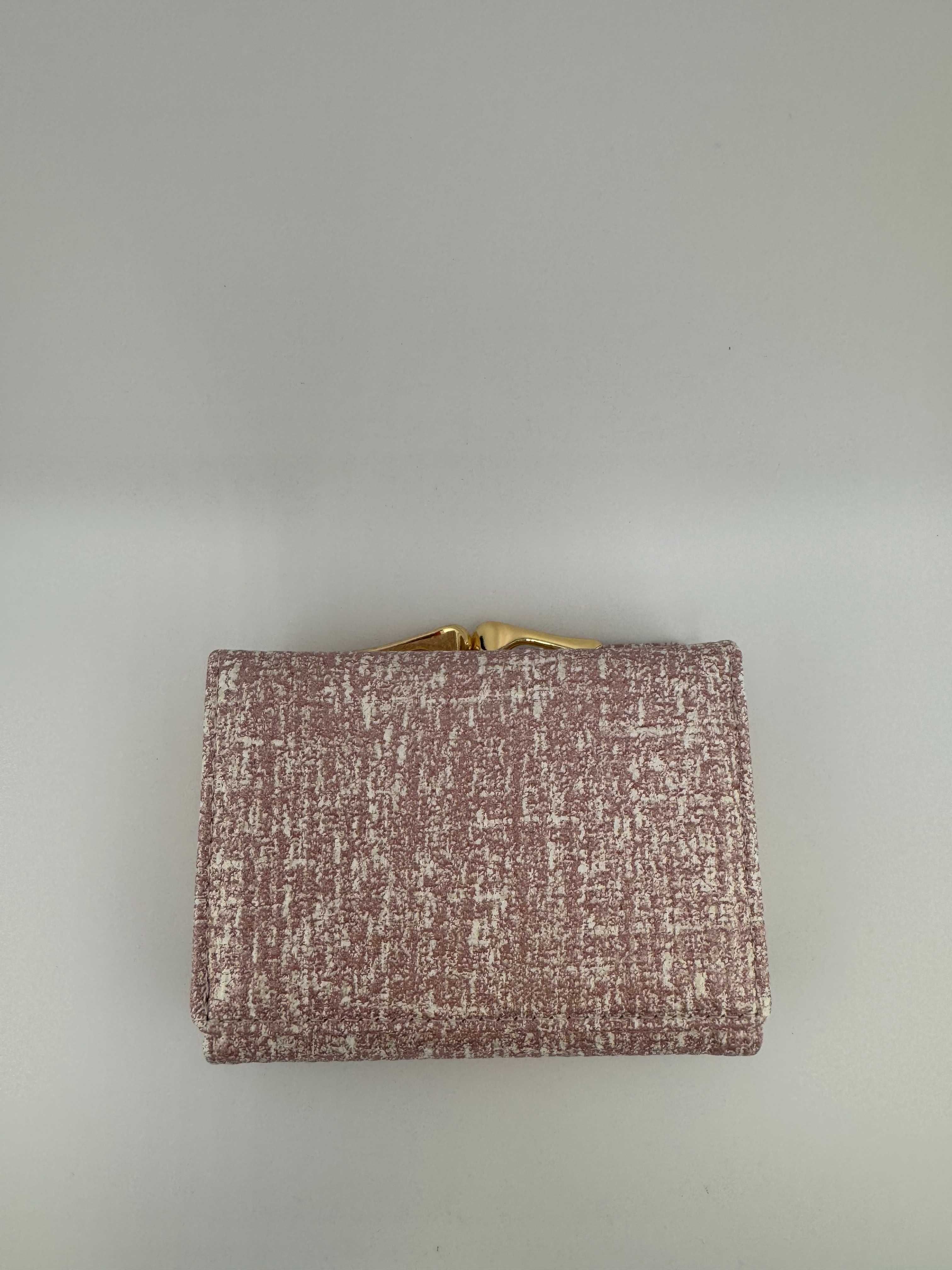 Portfel damski różowy, pudrowy 11x9x3,5cm