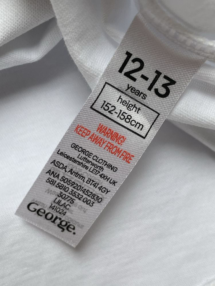 152 158 George bawełniana biała koszulka tshirt brokat Wednesday