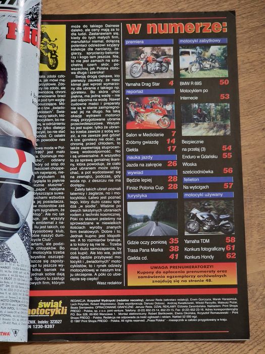 Świat Motocykli październik nr 10 1997 Yamaha BMW Enduro w Gdańsku
