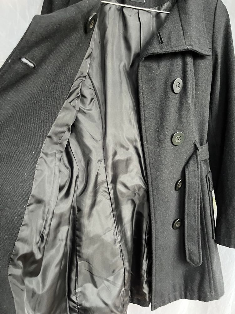 Płaszczyk wełniany czarny Vero Moda S 50% wełna 50% wiskoza