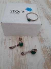 Conjunto brincos e anel em prata Stone by Stone