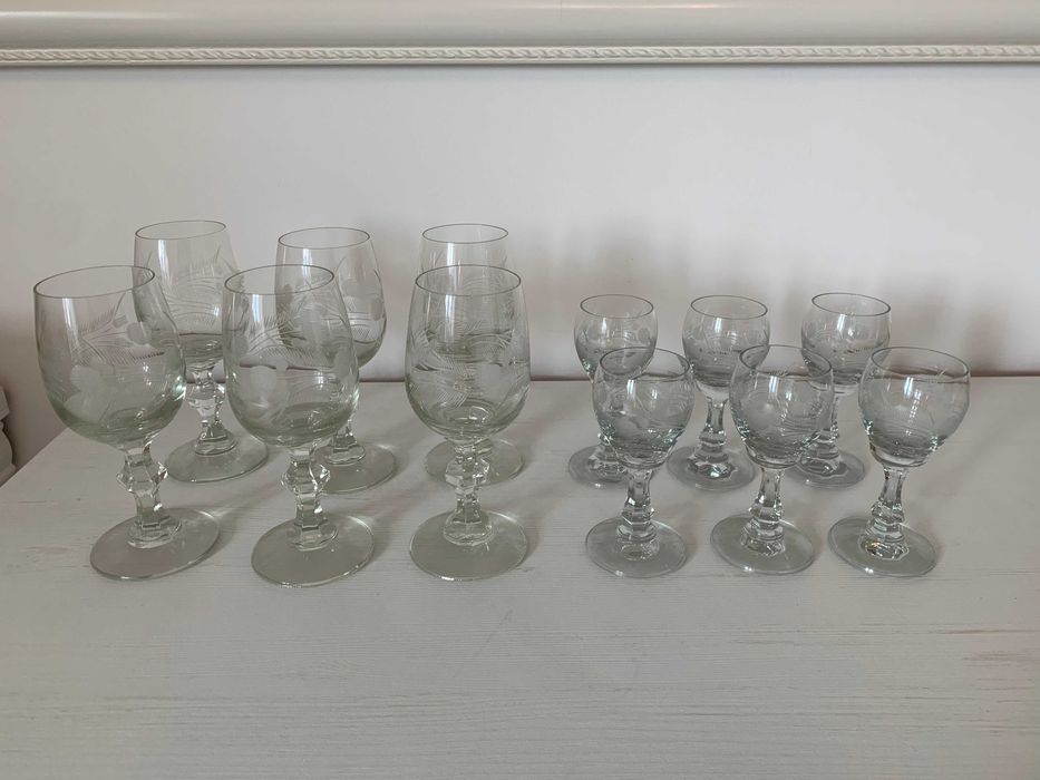 Komplet zestaw kryształowe kieliszki do wina 125ml oraz wódki 12 sztuk