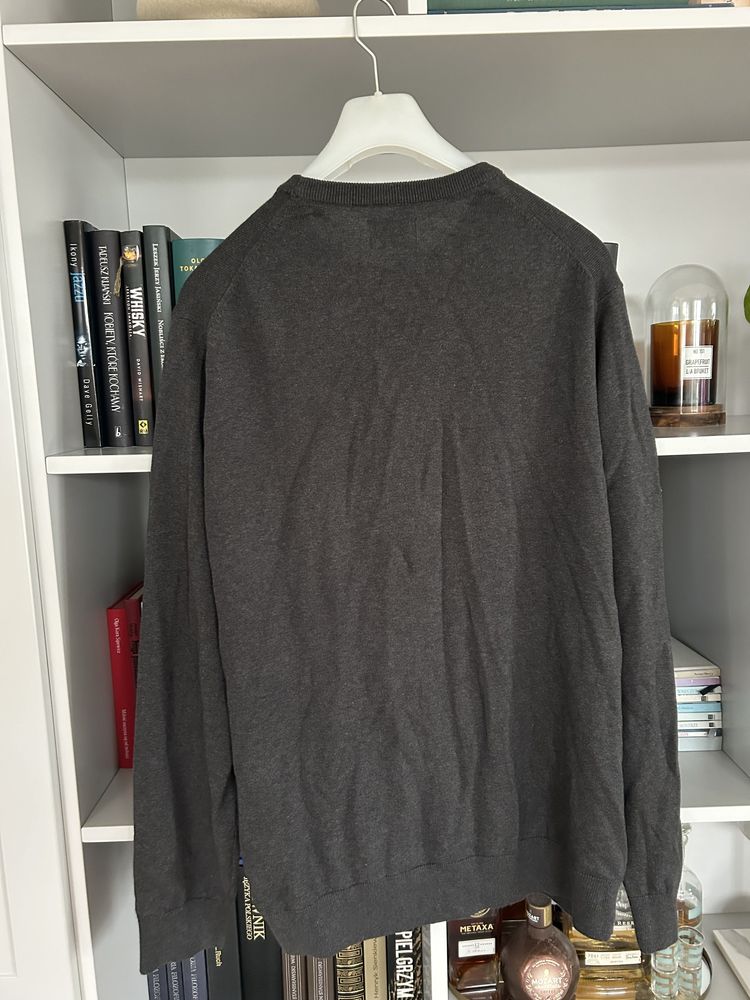 Sweter męski szary C&A 100% bawełna bawełniany XL cienki pod marynarkę