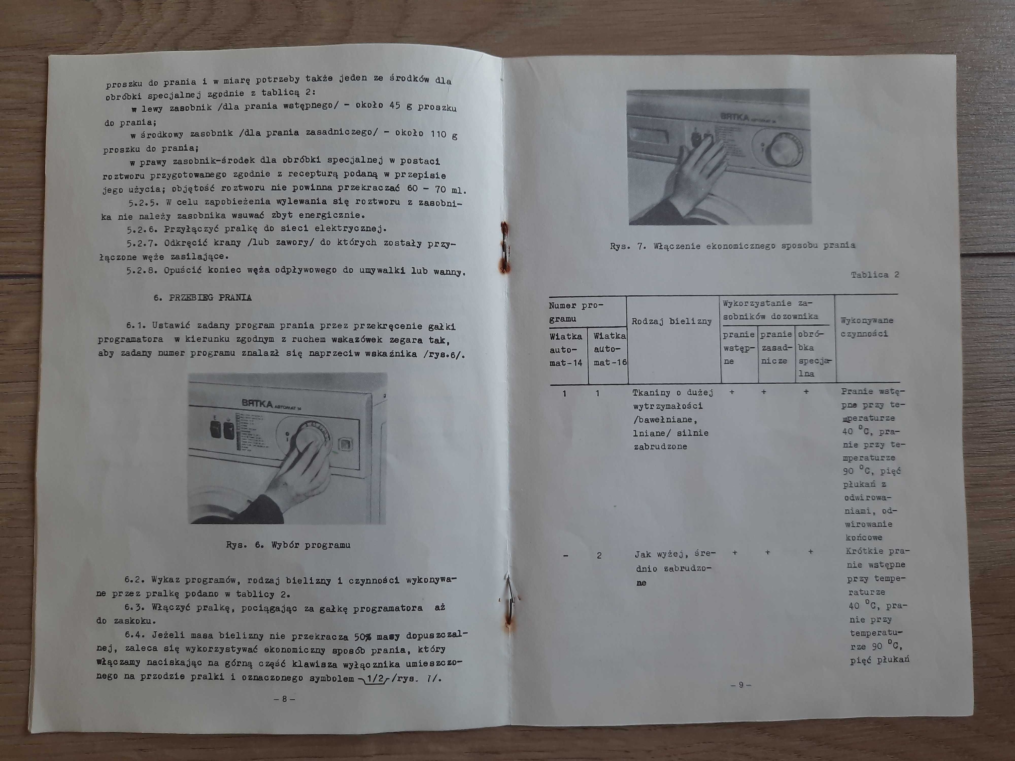 Instrukcja użytkowania pralki Wiatka PRL ZSRR