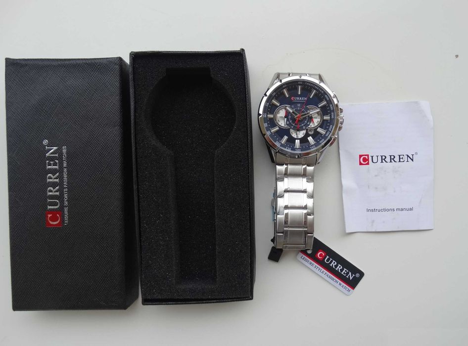 Zegarek męski duży chronograf datownik sportowy Curren bransoleta stal