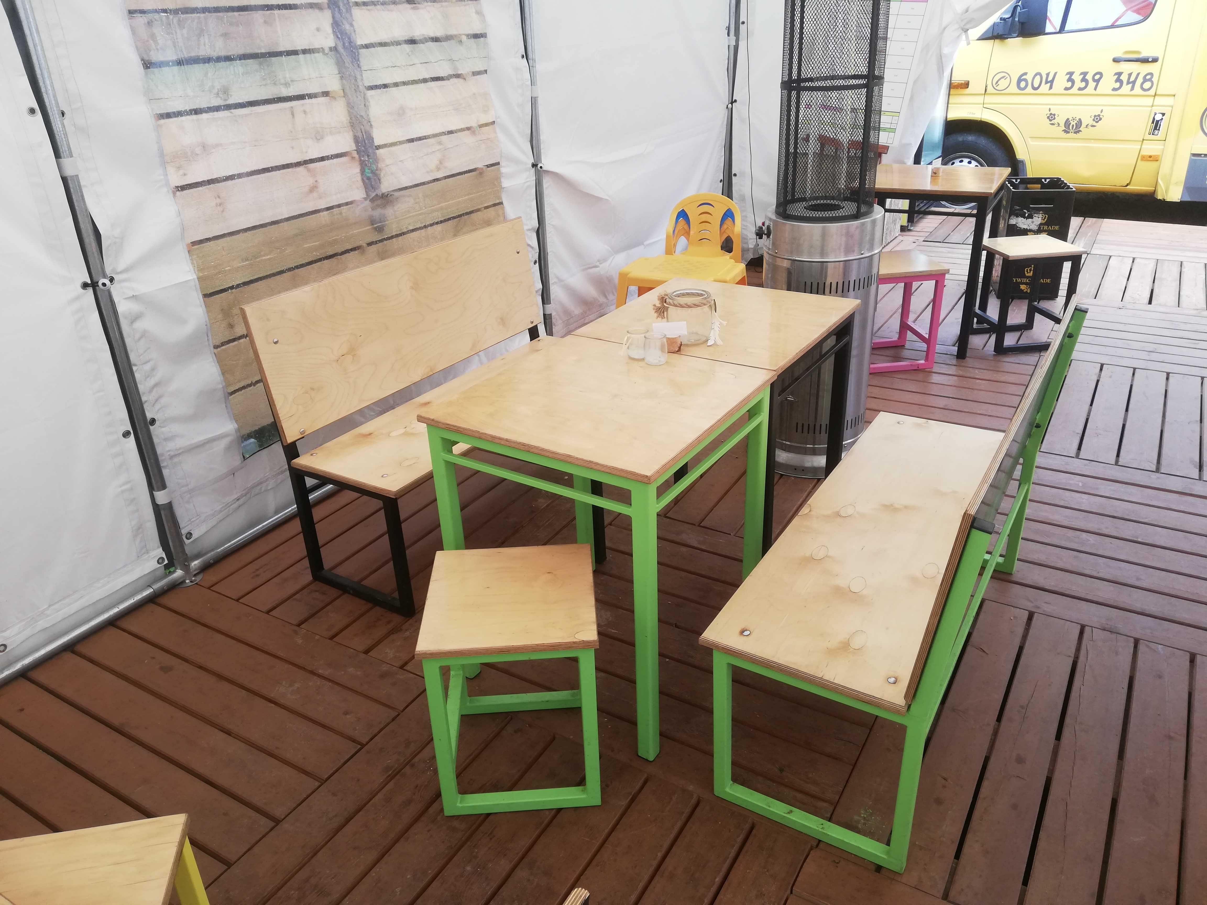 Komplet ogrodowy barowy gastronomiczny ogródek piwny stół ławka