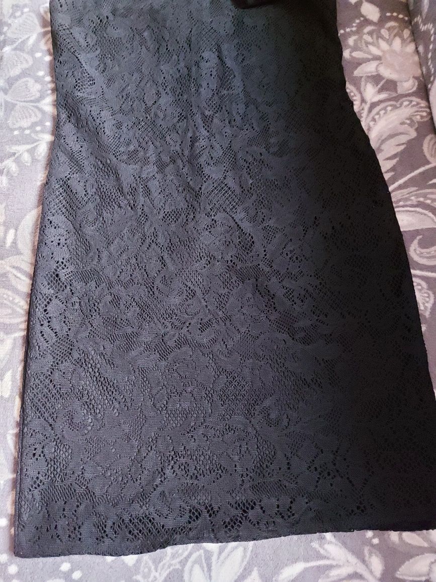 Sukienka mała czarna Mini z koronką i zamkiem 34/36 XS/S