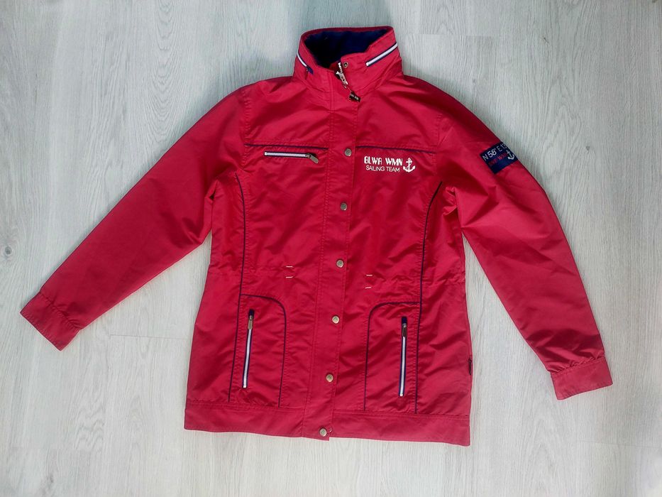 L kurtka wiatrówka damska czerwona sportowa kaptur jesienna