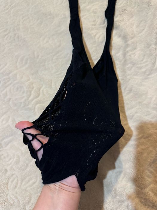 Bodystocking damskie czarne z dziurką body rajstopy