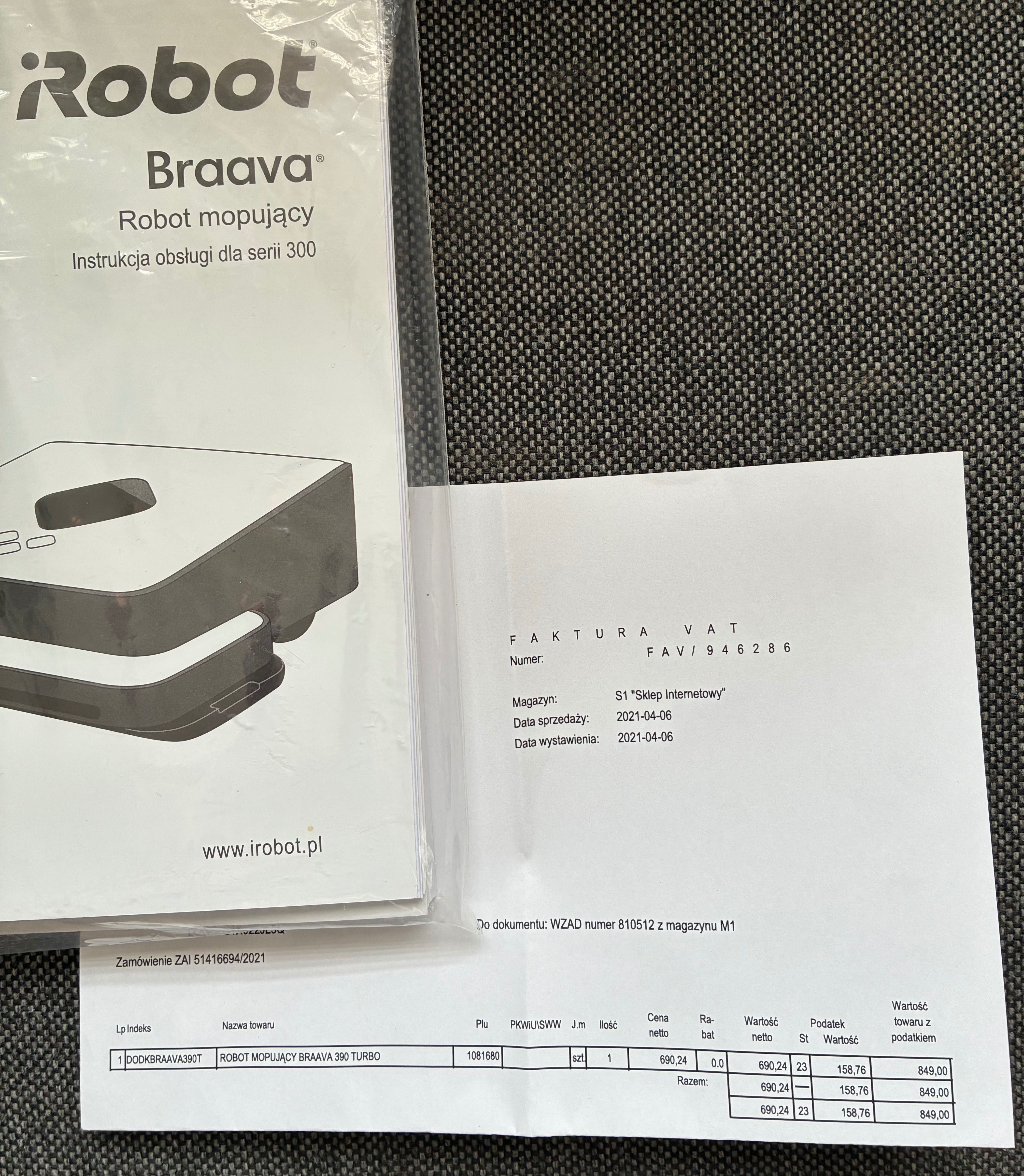 Robot mopujący Irobot Braava 390t