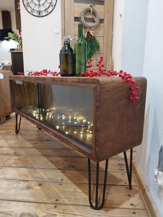 Retro komoda lata 50 barek witrynka szafka rtv vintage olejowana drewn