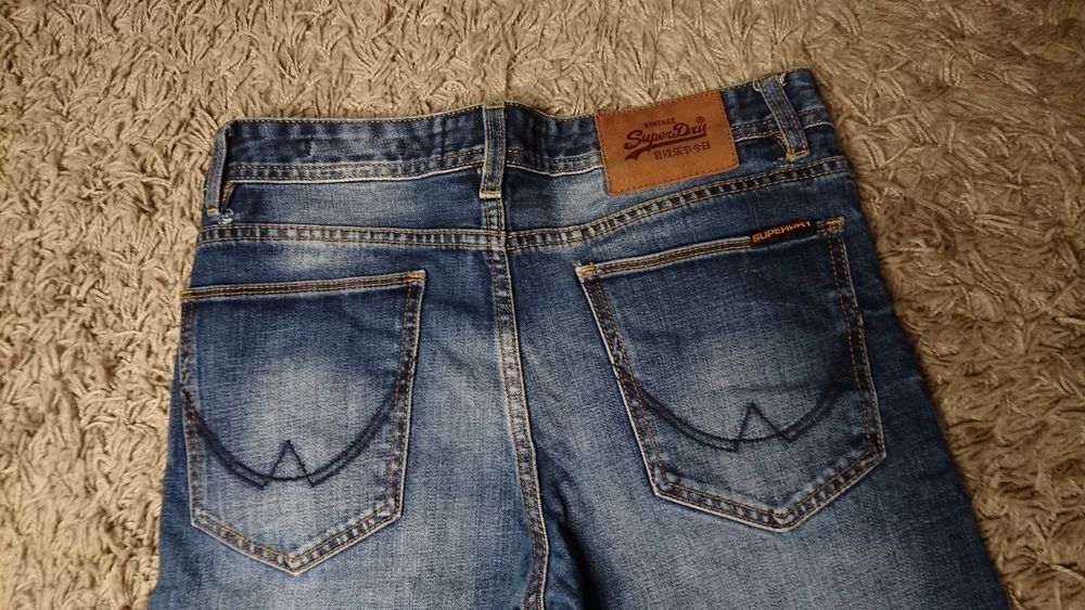 Spodenki Szorty Superdry Jeans Worn Out Cassual Pants Navy 28 - 32